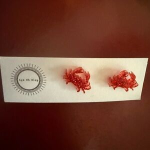 Red Sparkly Crab Earrings - NEW